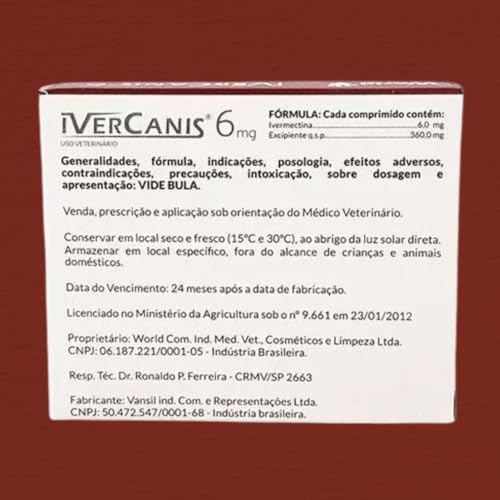 Kit 3un. 12 Comprimidos Para Pulga e Carrapato Antiparasitário para Ácaro Ivercanis para Cão até 30k