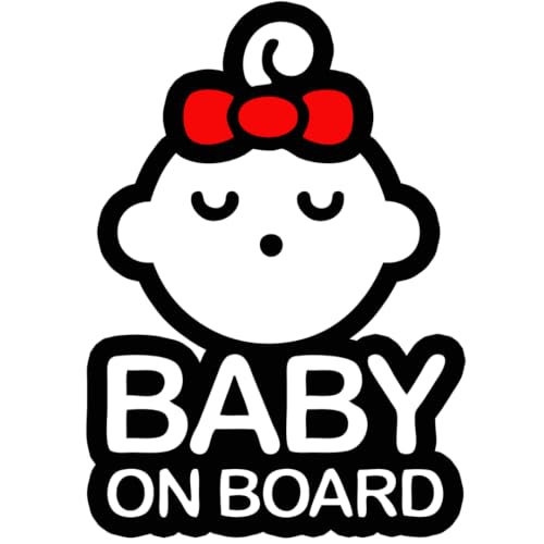 Image of TOTOMO Baby on Board Sticker for Car - Window Decal, Bumper Sign for New Parents, Durable Waterproof Safety Warning Sign for SUV Truck Minivan - Sleeping Girl, 1 Pack