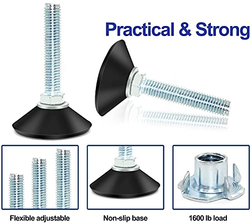 ZHANChen Furniture leveling Feet Adjustable Table Foot Screw in Feet M10x 50mm with Drive Nut for Furniture Appliances and Small Equipment 8pcs Leveling Feet + 8pcs Drive Nuts - Image 4