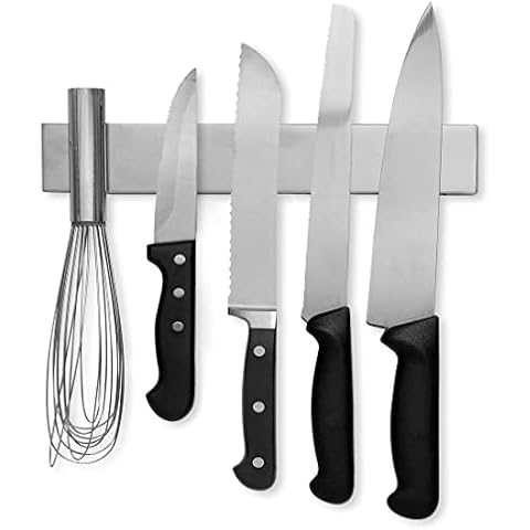 Modern Innovations 10 Inch Stainless Steel Magnetic Knife Bar with Multipurpose Use as Knife Holder, Knife Rack, Knife Strip, Kitchen Utensil Holder, Tool Holder, Art Supply Organizer, Home Organizer Cover