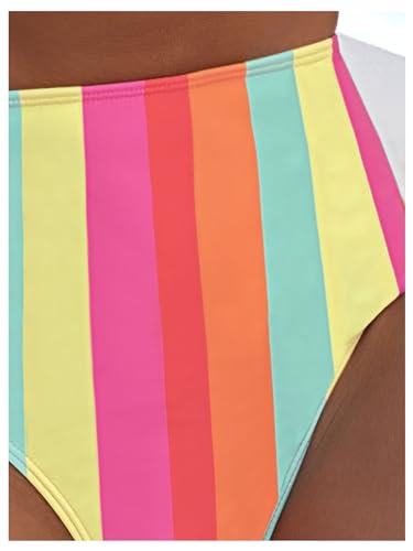 SOLY HUX Women's Bathing Suits Striped Spaghetti Strap High Waisted Bikini Sets Two Piece Swimsuit4