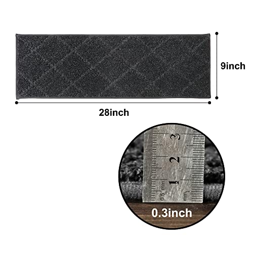 Cosy Homeer Edging Stair Treads Non-Slip Carpet Mat 28Inx9In Indoor Stair Runners For Wooden Steps, Edging Stair Rugs For Kids And Dogs, 100% Polyester Tpe Backing 4Pcs,Black #TOP2