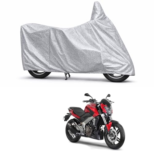 Image of 100% Waterproof Two Wheeler Body Cover Multi Layered Fabric Designed for Bajaj NS250 | Belt Buckle Lock | Silver Mag