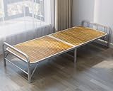 Folding Bed Frame for Japanese Futon Mattress, No Assembly Required, Foldaway Hard Bed, Single Nap Bed,Rollaway Guest Bed, Sturdy Metal Frame, Stronger Bearing Capacity, Bamboo Strip(71x31.5 in)