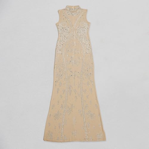 Image of PORRCEY Women's Sexy Elegant Rhinestone Bodycon Dress Hot Drilling Clubwear