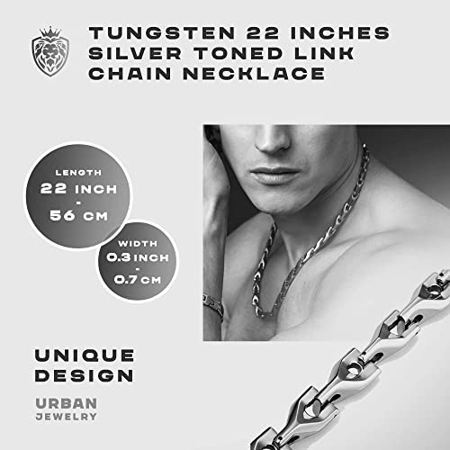 Urban Jewelry Stunning Men's Tungsten 22 Inches Silver Toned Link Chain Necklace #TOP1