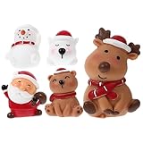 HIAKDOFT 5 Piezas Adornos Micro Paisaje Navidad Resina Figuras para Acuario Decoración Invierno Muñecos Oso Reno Santa