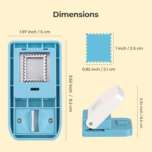 Image of HTVRONT Stamp Punch, 1X0.8inch Postage Stamp Puncher, Rectangular Stamps Shaped Paper Punch, Stamp Cutter Hole Punch for Paper Crafts, Scrapbook Supplies (1 * 1.08inch)