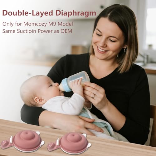 Image of Double-Layed Diaphragm Replacement Accessories Only Compatible with Mom Cozy Upgraded Mobile Flow M9, Upgraded M9 Diaphragm Breastfeeding Parts, Not Original Parts, 2Pack Red