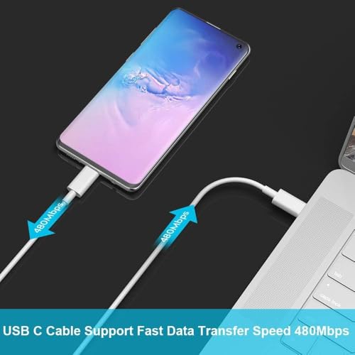 Image of Google Pixel Original Type C to Type C Mobile Data Charging Cable for Pixel 8 Pro /8 /8A /7 Pro /7 /7A /6 Pro /6 /6A /5 /ChromeBook Laptop /Buds /and Other USB C Device Support for Nothing Phone 2 /1, 30W - White