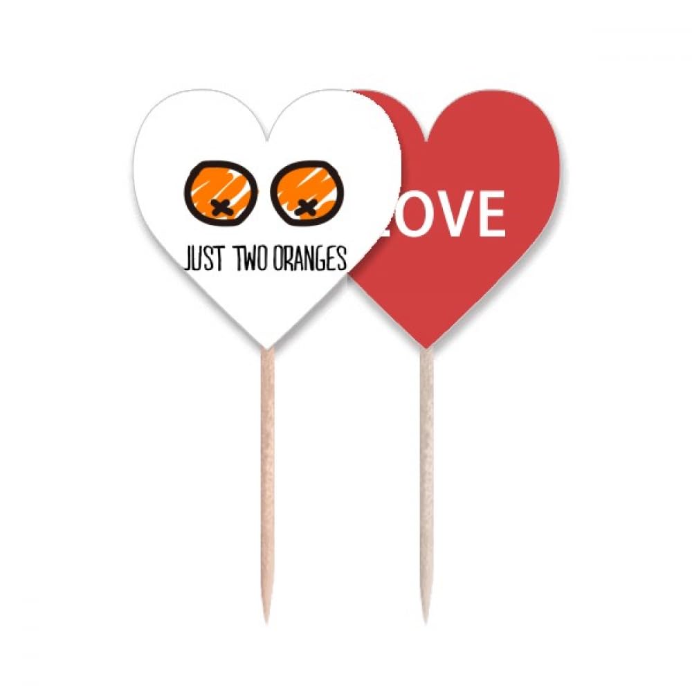 Drapeau orange pour cupcake rigolo avec étiquette cœur et pic en bois