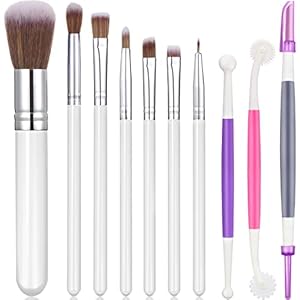 10 Pieces Cake Decorating Brush Tool Set Cookie Decoration Brushes Fondant and Gum Paste Tool for DIY Sugar Cookie…