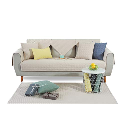 PETCUTE ペット用ソファーカバー 犬猫対策 ソファカバー ソファーシーツ キルティング保護 マルチカバー スリップカバー シンプル 滑り止め おしゃれ 通気性 1ピース 単品販売 ソファー保護カバー 110X110cm ベージュ