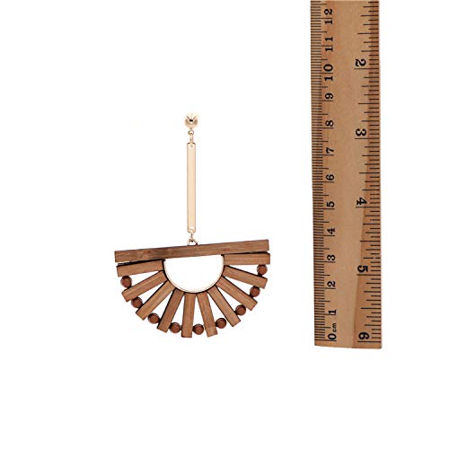 Fashion Wood Dangle Earrings Fan-Shaped Bamboo Needle Earrings Bohemian Personality Jewelry For Women Girls Mother's Day Gift - 1 #TOP3