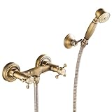 Grifos de baño Vintage, Grifo Mezclador de Ducha de latón, Grifo Mezclador de...