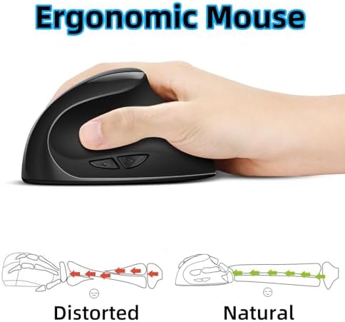 Woddlffy Vertical Mouse,Wireless Small Hand Ergonomic Mouse,Quiet Clicks 3 Adjustable DPI (1000/1200/1600),Compatible with Windows/Mac/Linux - 3