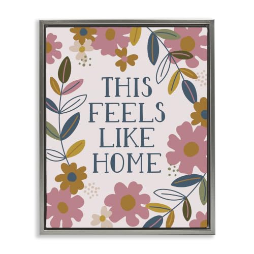 Floral Blossoms Home Quote, 16 x 20 Inch Canvas in Floater Frame