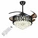 106cm Kristall Deckenventilator Lampe LED Deckenlampe Kronleuchter Fernbedienung, Modern Kristall Deckenventilator mit LED-Beleuchtung Fan 3-Gang + Fernbedienung