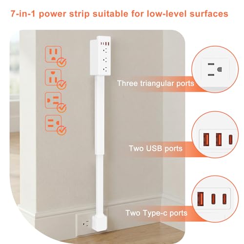 Extensión eléctrica JINGRUBING 7 en 1 con rotación 360°, 3 tomas AC, 2 USB-C y 2 USB-A miniatura 4
