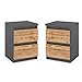 Produktbild MRBLS Nachttisch 2er Set Nachtschrank Nachtkommode Modern Möbel mit Schubladen Kommode Holz Schubladenschrank für Ihr Schlafzimmer (Grau Matt - Wotan)  30 x 43 x 32,5 cm (B/H/T)