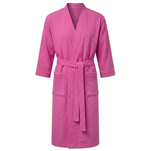AUYAO Peignoir de Bain Homme et Femme, Peignoir Léger et Doux, Robe de Chambre avec Poches, Ceinture, Sortie de Bain Gaufré Homme, Vêtements de Nuit pour...