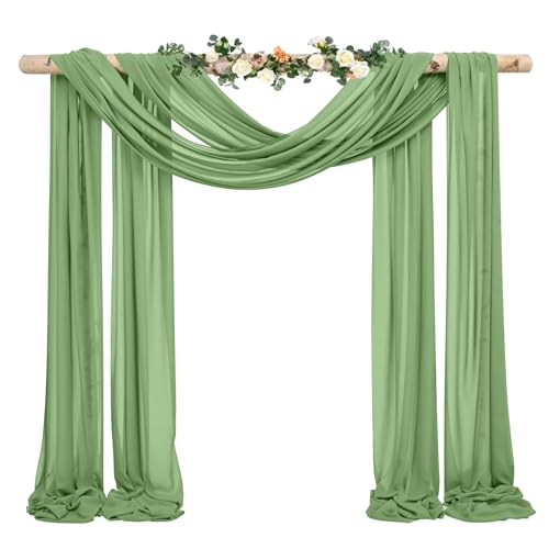 Rideaux pour arche de mariage en mousseline vert sauge pour fête bohème