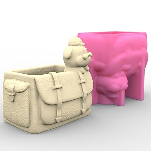 Moule en silicone pour pot de fleurs chien sac à dos et mini statue - 8