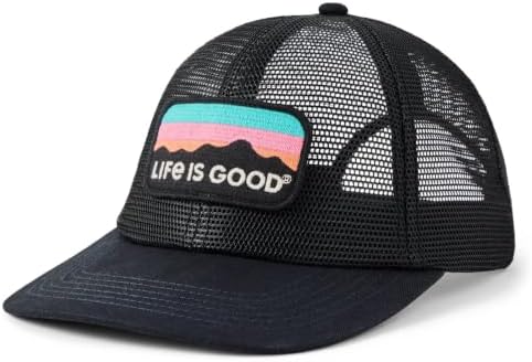 Life is Good. Sunset Mountain Mesh Top Trucker Hat, True Black image 4