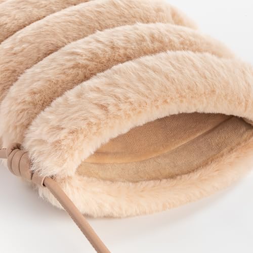 Comfyable Small Crossbody Bag for Women – Faux Fur Fluffy Quilted Cell Phone Purse with Strap, Mini Plush Furry Puffer Pouch3