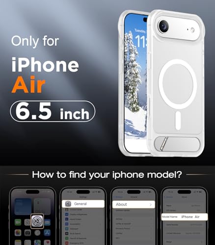 Image of Designed for iPhone Air Case, [Built-in Invisible Kickstand][Compatible with MagSafe][Military Grade Shockproof] Slim Translucent Matte Phone Case 6.5 inch (Clear Matte)