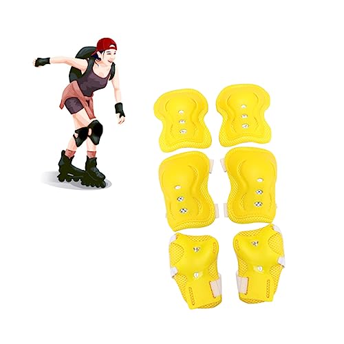 KOMBIUDA 6pcs Outdoor Sports Protective Gear Knee Pads Elbow Pads Wrist Guards for Cycling Skateboard Riding