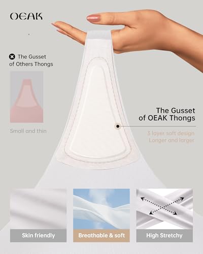 Image of OEAK Seamless Thongs for Women Invisible Thongs No Show Thong Panty Liners Tangas Comfortable Workout G-Strings Underwear White XS