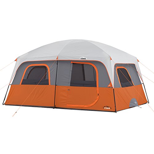 CORE 10 Person Tent | Large Multi Room Family Cabin Tent with Carry Bag for Outdoor Car Camping | Included Gear Loft Organizer for Camping Accessories