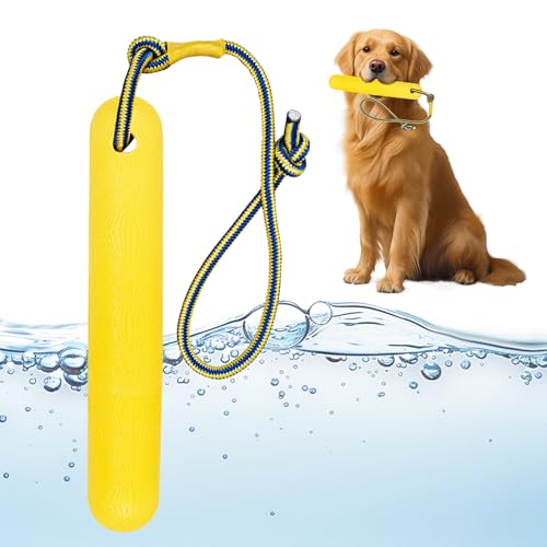 CUVZORA Wasserspielzeug Hund, Schwimmendes Hundespielzeug mit Nylon Rope für mittelgroße und große Hunde, Wasserspielzeug für Apportieren und Hundetraining im Pool, See oder Strand (Gelb, B)