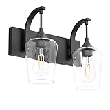 Ralbay Industrial Black Vanity Light 2 Lights Matte Black Bathroom Wall Light Fixtures Over Mirror w