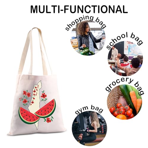 Image of JXGZSO Watermelon Palestine Tote Bag - Free Palestine Flag Shopping Bag Support Gift