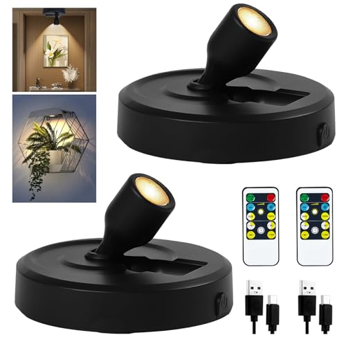 Focos para interiores a pilas con luces LED regulables y 2 controles remotos