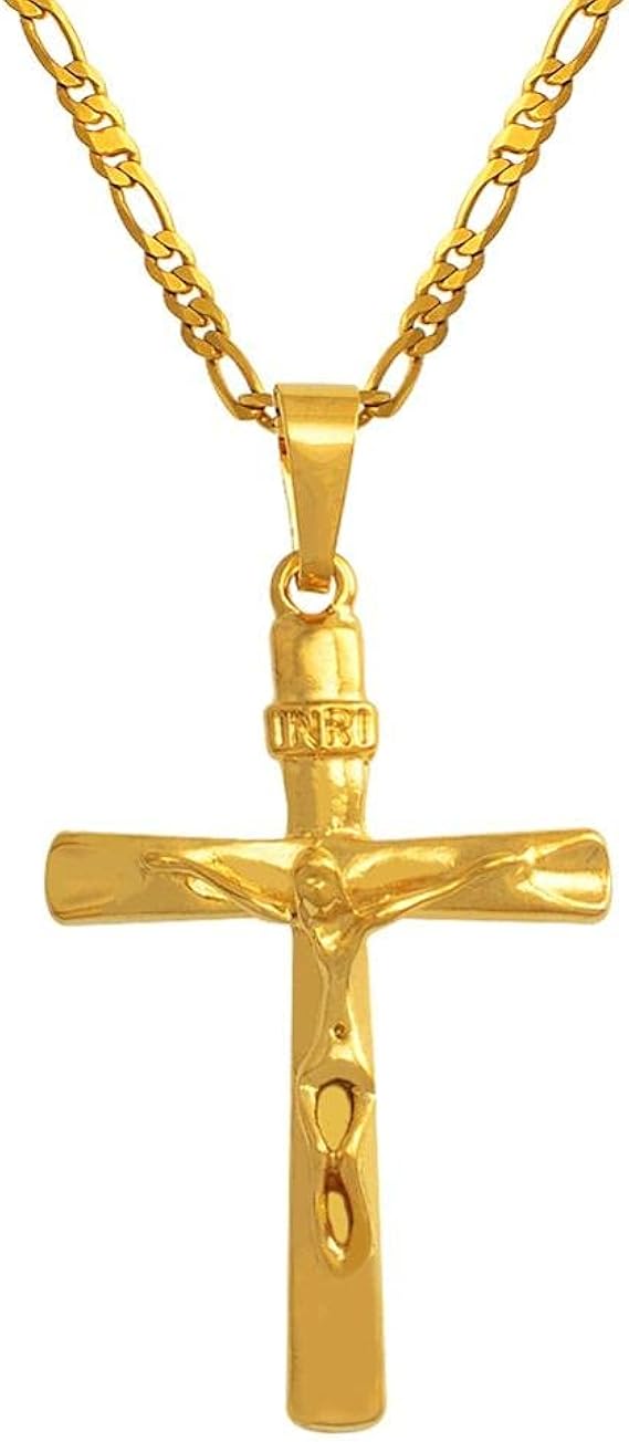 Collana Con Ciondolo Croce In Acciaio Inox Da Uomo Catenina Rosario Crocifisso - Foto 3