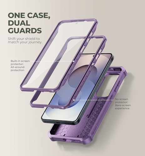 Image of Dexnor for Samsung Galaxy S26 Case with Upgraded Slide Camera Cover & 2 Front Frames & Built-in Screen Protector & Kickstand, Heavy-Duty Rugged Case Full-Body Protective Cover(2026),Phantom Purple