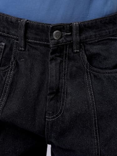 Image of The Indian Garage Co Men Loose Baggy Relaxed Fit Solid Mid-Rise Jeans