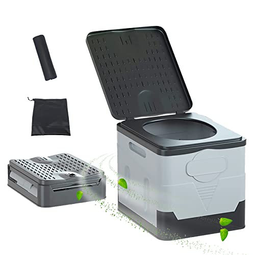 RUYI Campingtoilette Tragbare Trenntoilette [STABIL bis 150 kg] mit Müllbeutel & Aufbewahrungstasche, Mobile Toilette Faltbare, 32x27x30 cm, Kompakt Toilette für Wandern, Camping, Reise, Boot, Garten