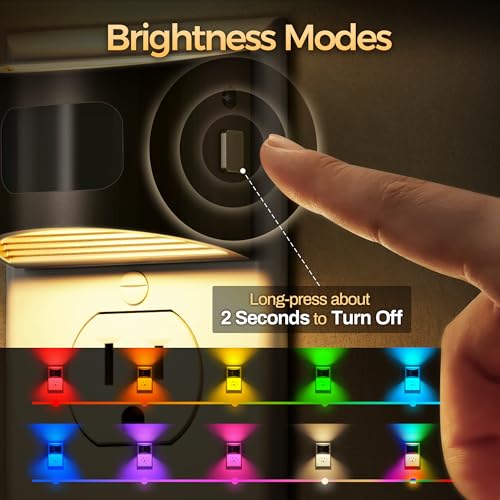 Image of DORESshop LED Night Light[4 Pack], Night Lights Plug into Wall, 8-Color RGB LED Nightlight with Motion Sensor, Dusk to Dawn Sensor, Nightlights for Adults, Bedroom, Bathroom, Hallway
