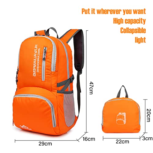 Lywencom Hiking Backpack,30l sporty lightweight folding waterproof ultralight backpack for outdoor camping picnic hiking (Orange) - Image 3
