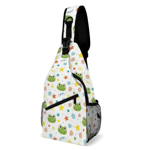 Fashion Dress Decor Sling Backpack Shoulder Bag, Day Pack, Chest Shoulder Bag For Travel Shopping Cute Frogs