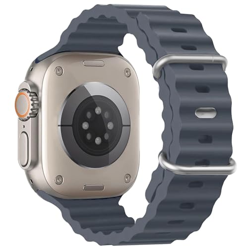 Ocean Bands for for Apple Watch Ultra/2 Band 49mm 46mm 45mm 44mm 42mm 41mm 40mm 38mm Women/Men,Waterproof Sport Silicone Wristband Strap for iWatch series 11 10 9 8 7 6 5 4 3 SE 2nd Ultra/2/3 49 mm