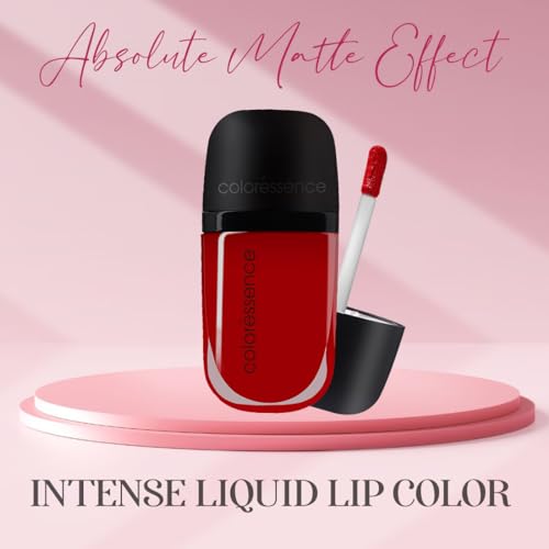 Image of Coloressence Intense Liquid Lip Color | Long Lasting, Smudgeproof, Waterproof and Intense Color Formula for Long Lasting Effect | 9+ Hours Intense Wear & Velvety Matte Finish | Cranberry Crush | 8ml