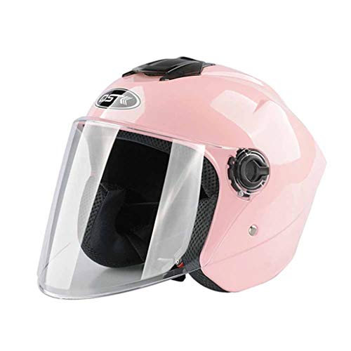 Casco de Motocicleta con luz LED Reflectante Trasera, Casco de Scooter de Visera Transparente HD, Casco de ciclomotor de Cara Abierta, Hebilla de liberación rápida
