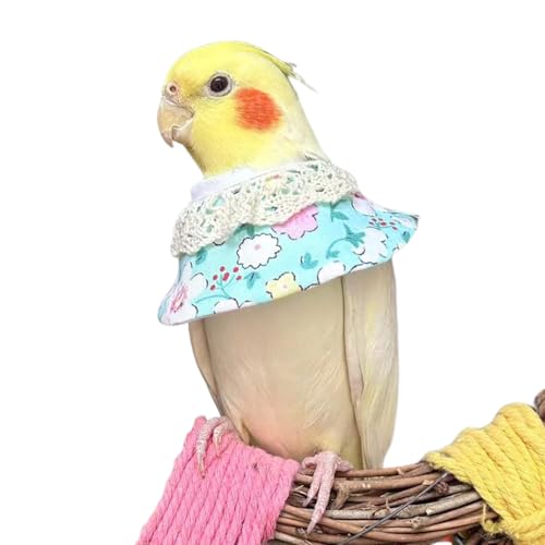Copfeu Adjustable Bird Collar Anti Bite Elizabethan Recovery Cone, Bird Neck Protector for Feather Plucking, Skin-Friendly Bird Neckwear Full Body Shield (Small,Light Blue)