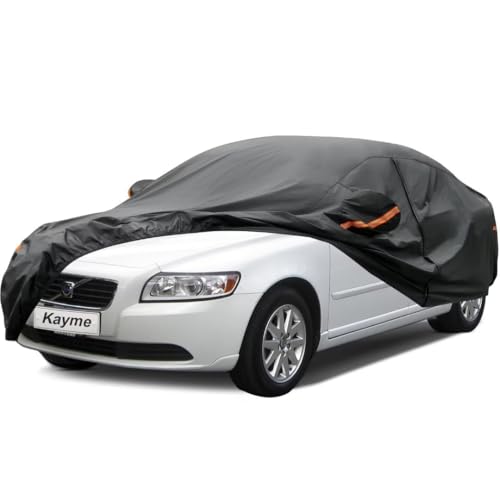 Kayme Sedan Car Cover Fit for Volvo S40 (1999-2012) Automobiles All Weather Waterproof, Outdoor Cover Sun Rain Protection, with Lock and Zipper Door.B