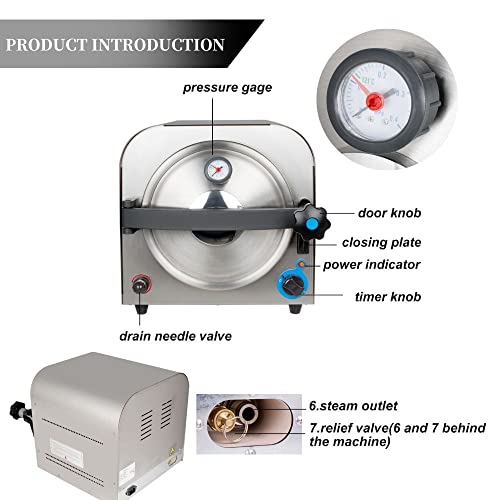 Tinsay 14L Dental Lab Autoclave Steam Equipment 110V 900W, Shipping from USA - Thumbnail 4